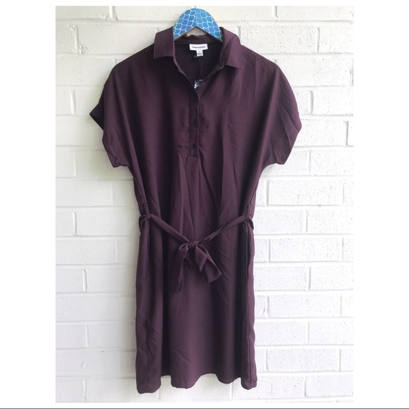 Frank & Oak Dresses & Skirts - Frank & Oak Maroon Short Sleeved Tie Waist Dress